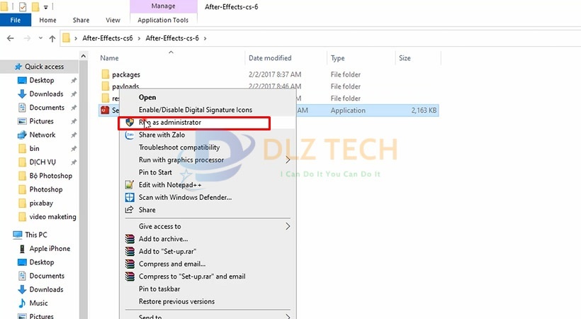 Tiến hành khởi chạy file Set Up như hình.