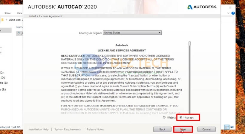 Chọn I Accept rồi chọn Next