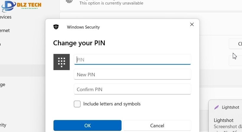 Nhập mật khẩu cũ và mật khẩu mới vào các ô tương ứng và click vào nút Ok