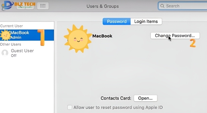 Chọn tài khoản mà bạn muốn đặt mật khẩu bằng cách click vào tên tài khoản đó