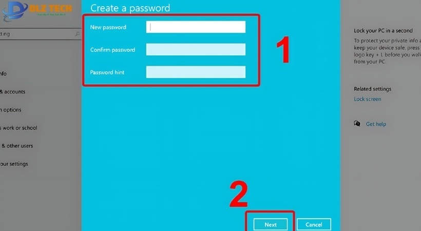 Nhập mật khẩu cũ và mật khẩu mới vào các ô tương ứng và click vào nút Next để tiếp tục
