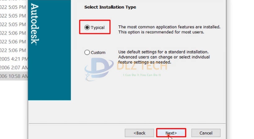 Chọn Typical rồi chọn Next