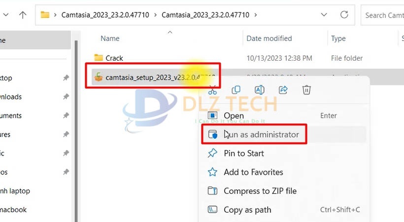 Chạy file cài đặt Camtasia 2023
