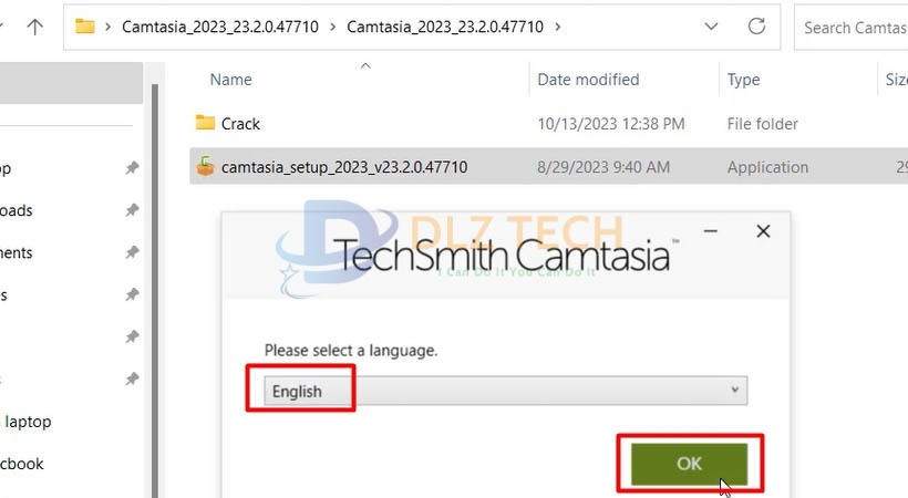 Chọn ngôn ngữ rồi chọn OK