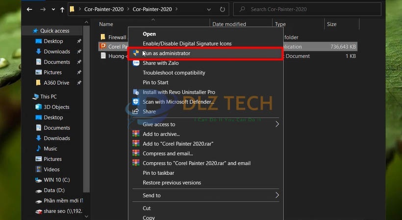 cài đặt Corel Painter 2020