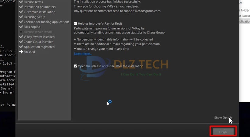 Chọn Finish. Hoàn thành cài đặt phần mềm.