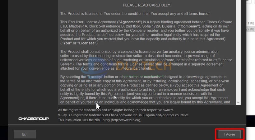 Chọn I Agree để cài Vray For revit 2017.