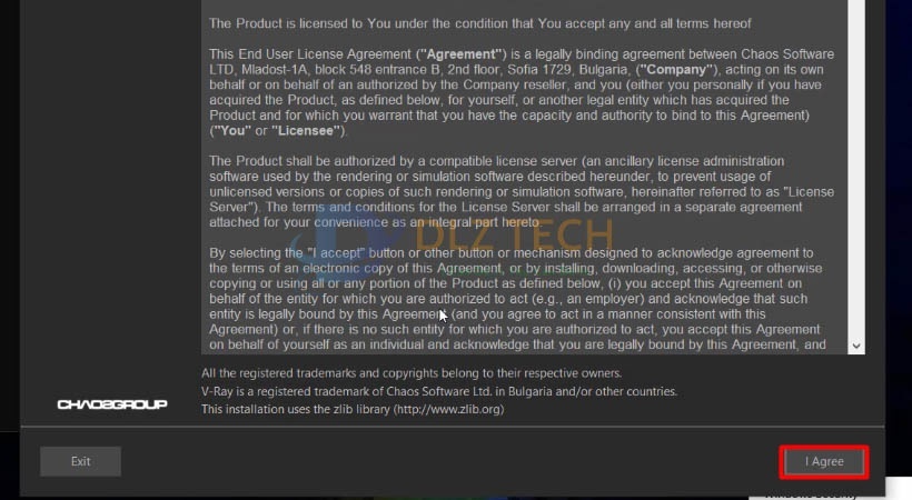 Chọn I agree để cài Vray For revit 2018.