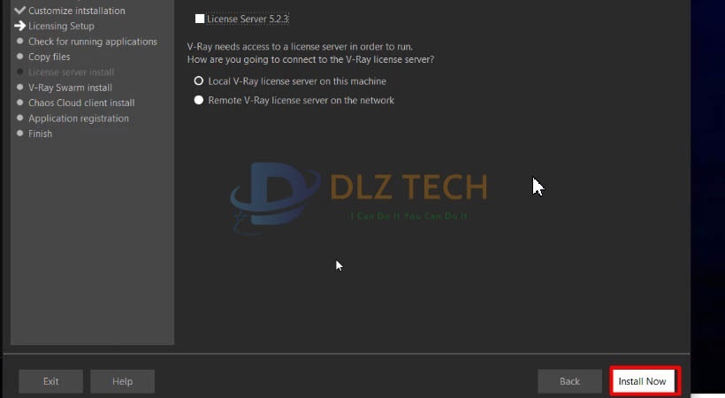 Tích chọn như hình. Sau đó chọn Install Now.