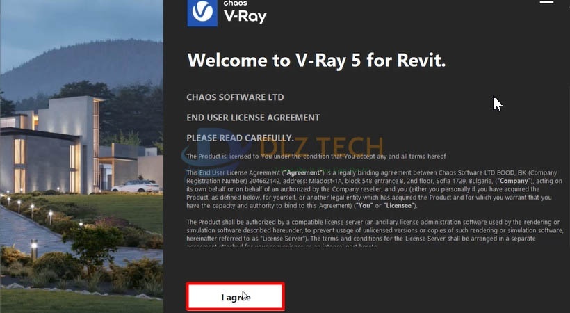 Tiến hành chọn Agree để cài Vray For revit 2022.