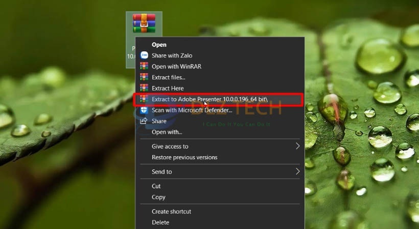 Giải nén file cài đặt như hình.