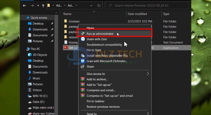 Khởi chạy file Set Up như hình.
