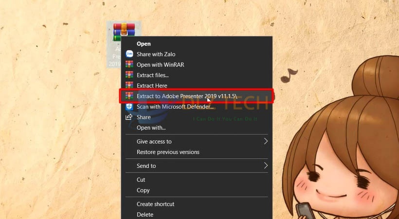 Giải nén file cài đặt phần mềm.