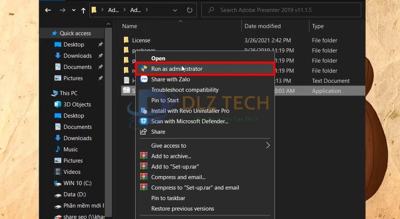 Khởi chạy file Set Up để cài Adobe Presenter 2019.