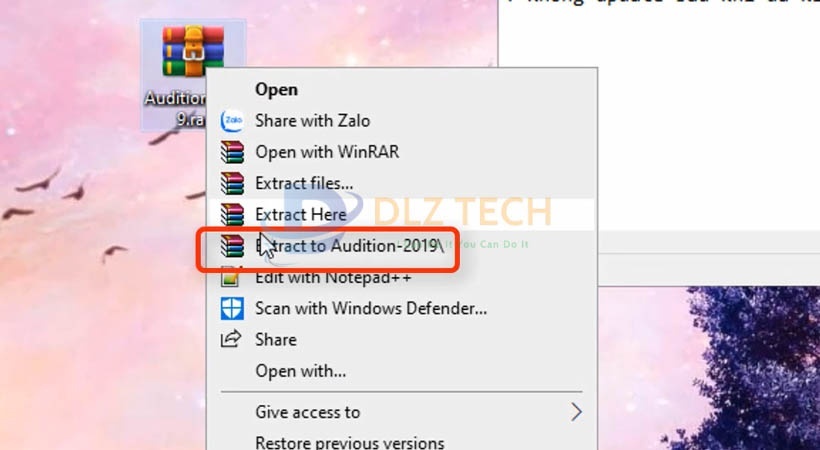 Giải nén file cài đặt như hình.