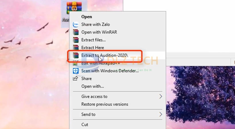 Giải nén file cài đặt như hình.