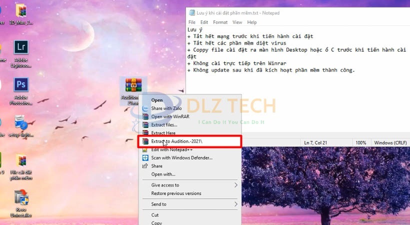 Giải nén file cài đặt phần mềm.