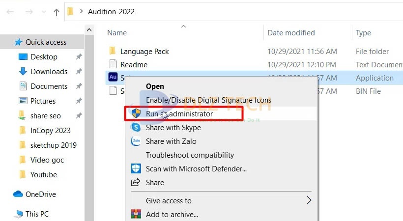 Khởi chạy file cài Audition 2022 như hình.