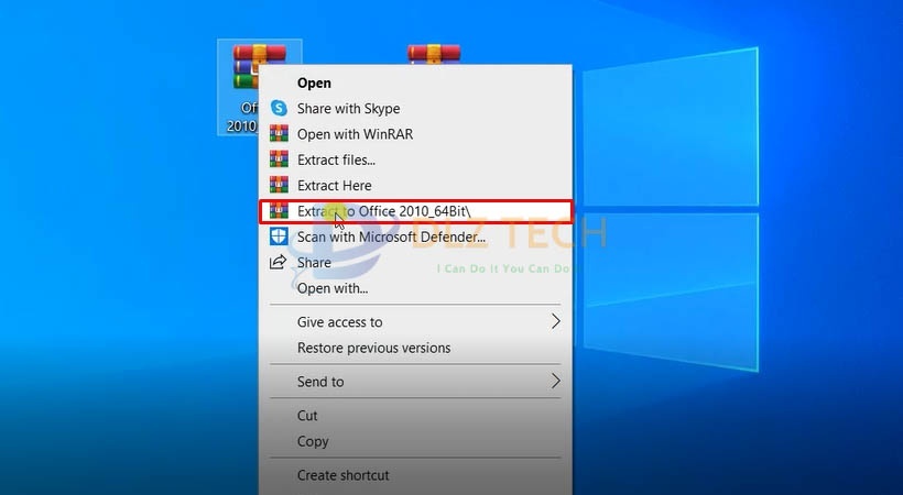 Giải nén file cài đặt như hình.
