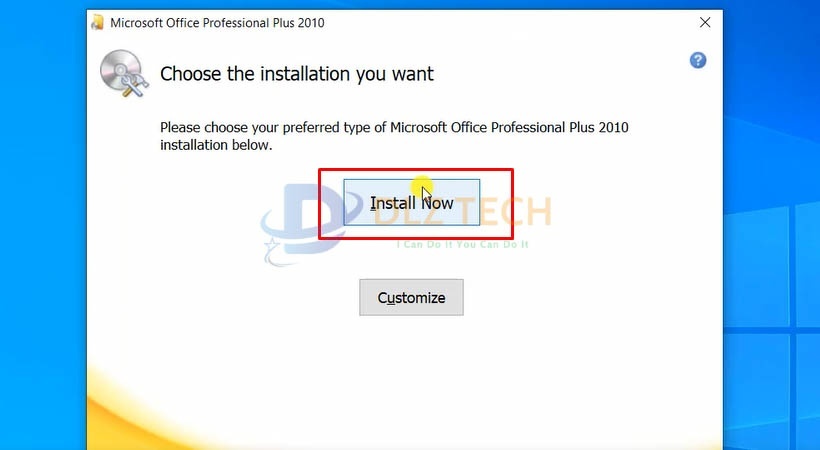 Chọn Install Now để cài Office 2010.