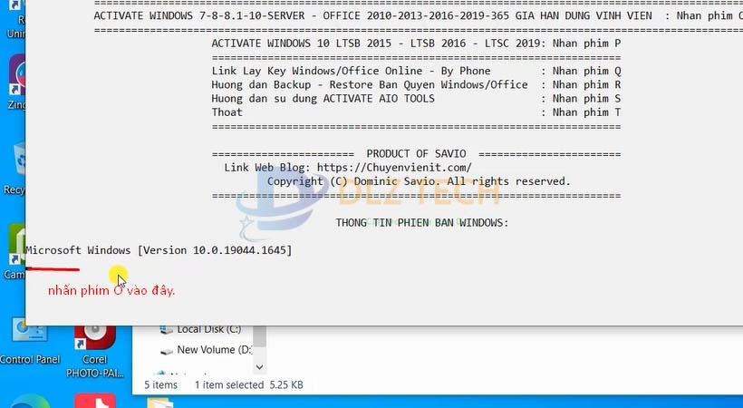 Nhấn phím O vào đây.