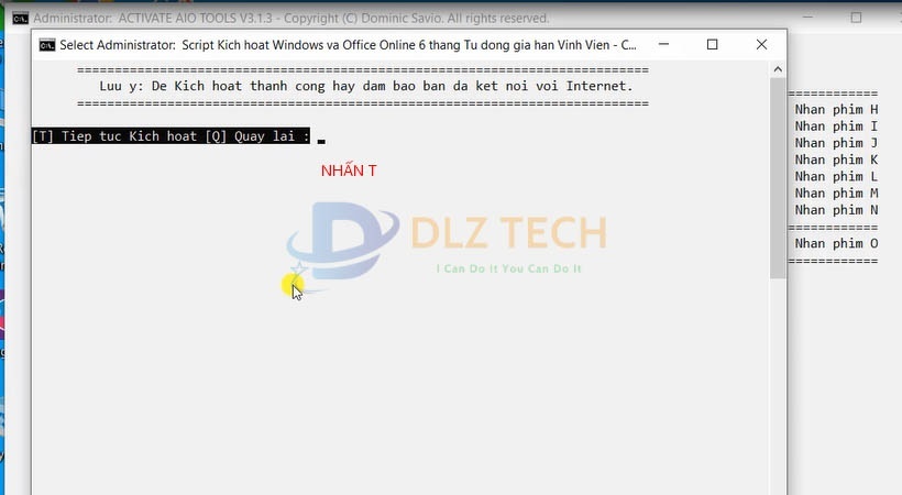 Ở đây nhấn T để cài Office 2016.