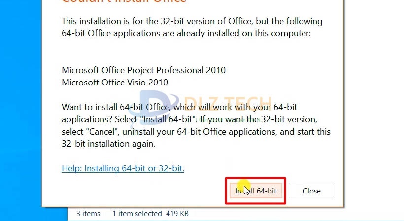 Chọn Install 64 bit.