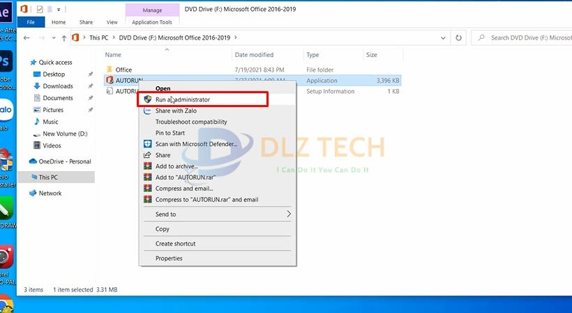 Khởi chạy file như hình để cài Office 2021.