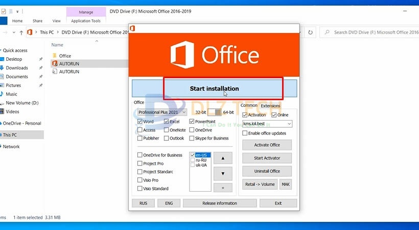 Chọn Start Installation.