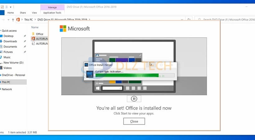 Đợi cài Office 2021 vào máy.