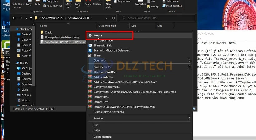 Chọn file như hình sau đó chọn Mount.