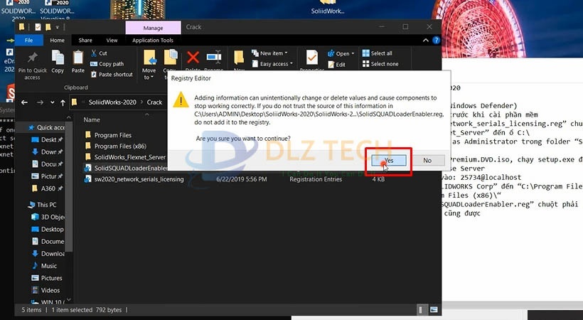 Chọn Yes. Hoàn thành cài đặt và kích hoạt Solidworks 2020.