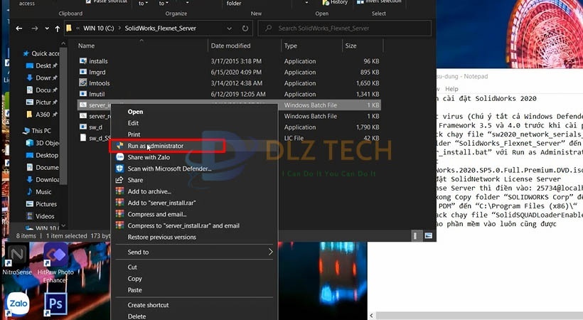 Khởi chạy như trên để cài Solidworks 2020.