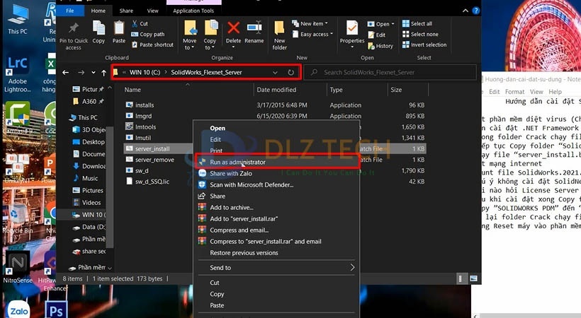 Khởi chạy file như sau để cài Solidworks 2021.