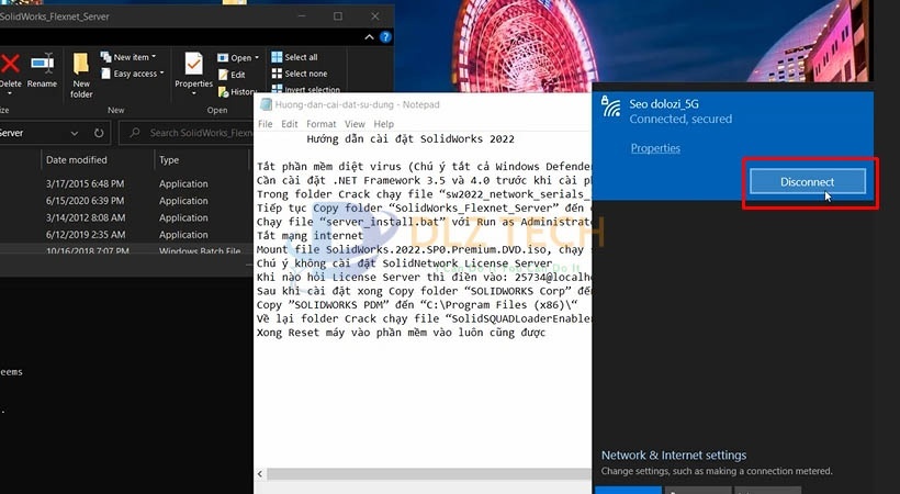 Tại đây thì tắt mạng đi.