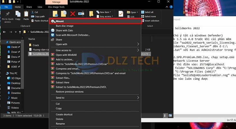 Mở file như hình chọn Mount.