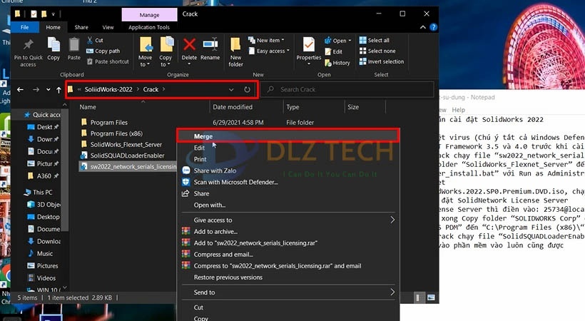 Mở file theo đường dẫn chọn file như hình chọn Merge.