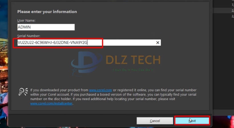 Dán mã rồi chọn Next
