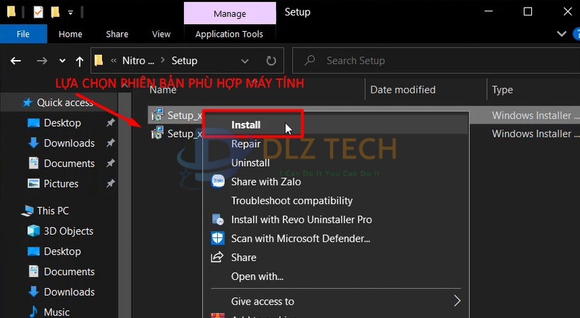 Tiến hành chọn Install bản hợp với máy tính.