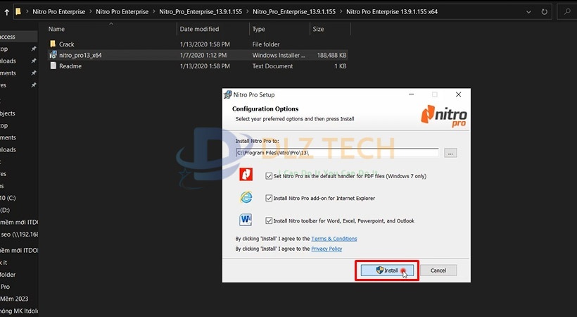 Chọn Install để cài Nitro Pro Enterprise 13.