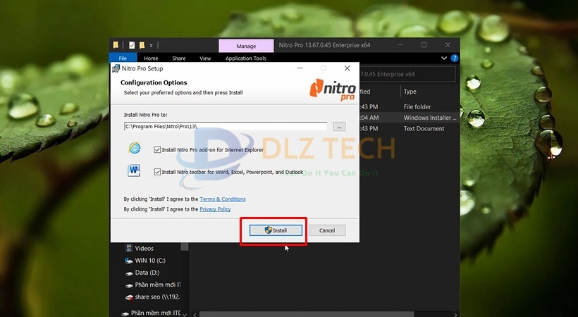 Tiến hành chọn Install để cài Nitro Pro Enterprise 2021.