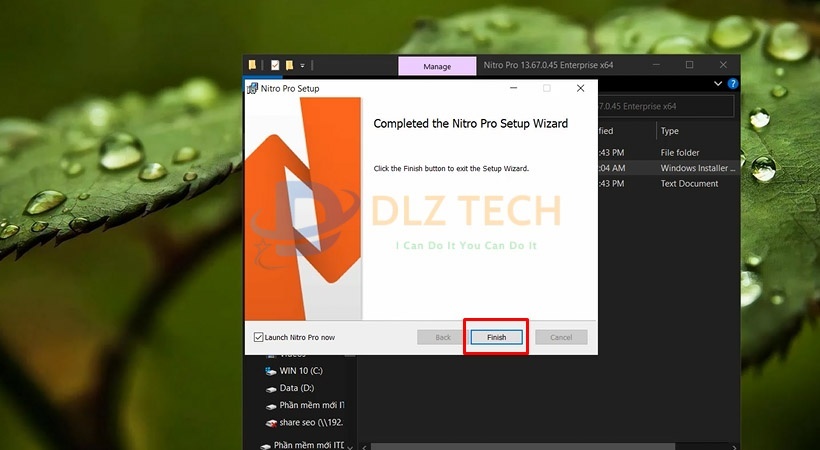 Chọn Finish. Hoàn thành cài Nitro Pro Enterprise 2021.