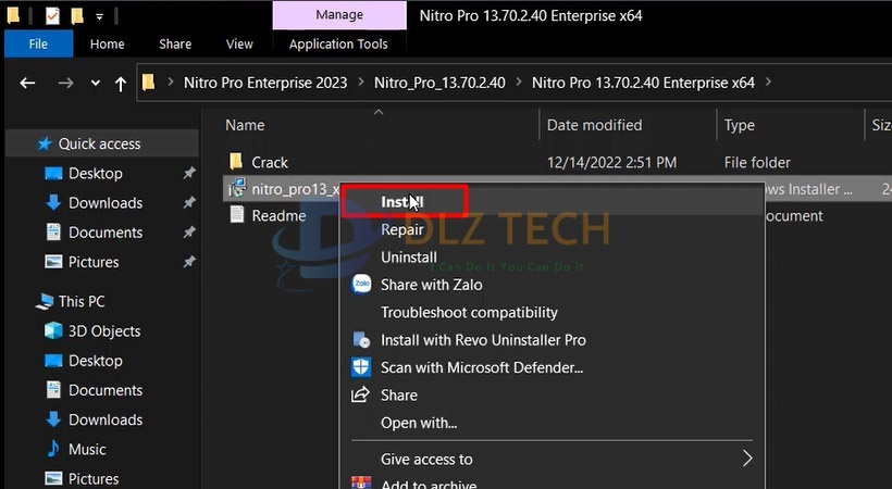 Chọn Install để cài Nitro Pro Enterprise 2023.