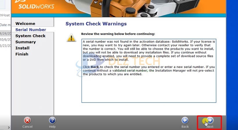 Tiếp tục chon Next để cài SolidWorks 2012.