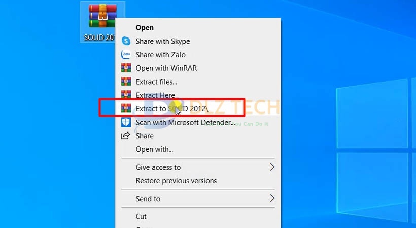 Giải nén file cài Solidworks 2012.