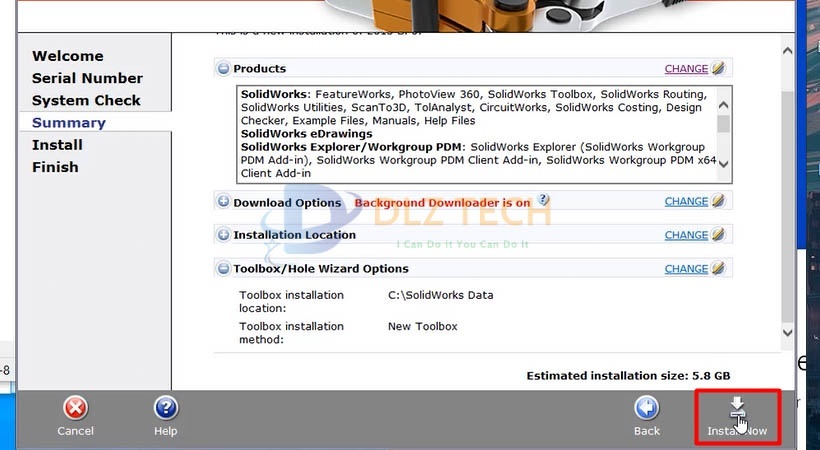 Chọn Install Solidworks 2013