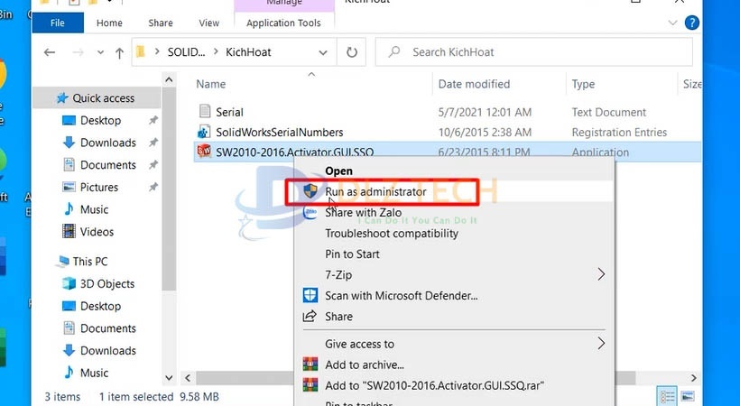 Khởi chạy file như hình.