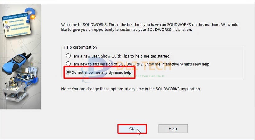 Tích chọn Do not ... sau đó chọn ok.