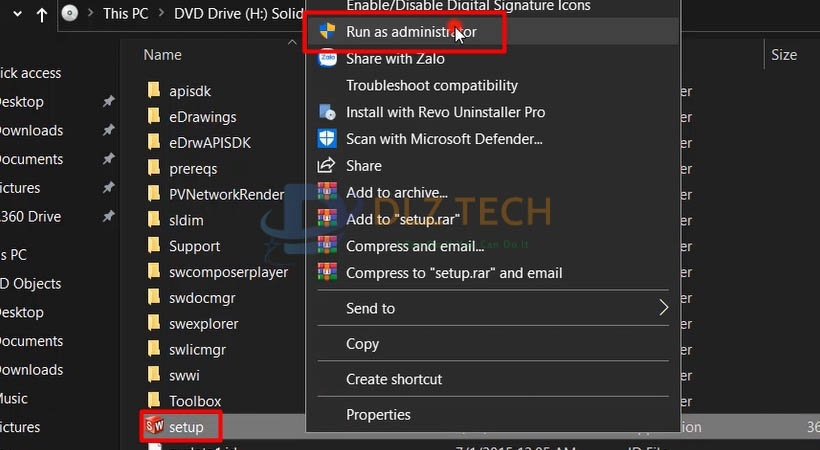 Chọn file set up và khởi chạy nó.