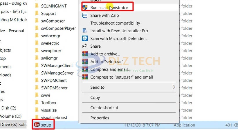 Khởi chạy file Set Up như hình.